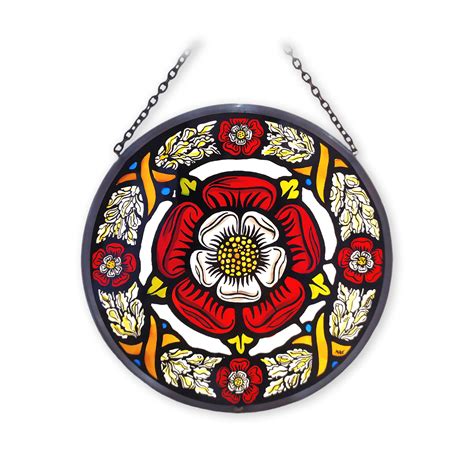 tudor rose stained glass|Tudor Rose Glass Roundel .